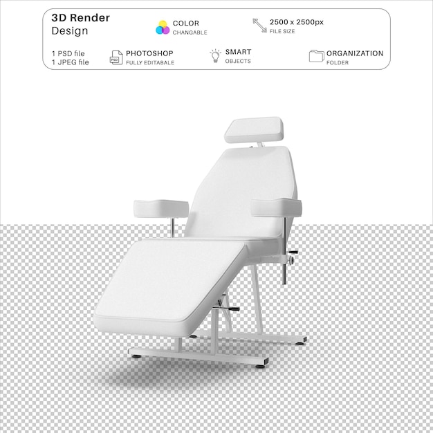 Fichier Psd De Modélisation 3d En Blanc Pour Le Canapé D'examen De L'hôpital