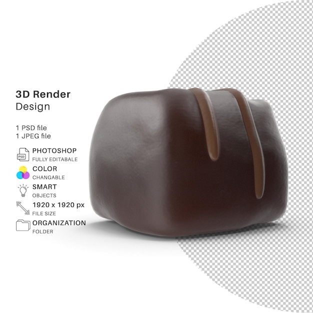 PSD fichier psd de modélisation 3d de bonbons au chocolat chocolat réaliste