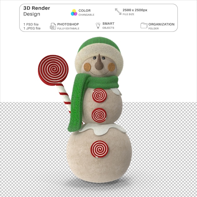 PSD fichier psd de modélisation 3d de décoration de bonhomme de neige