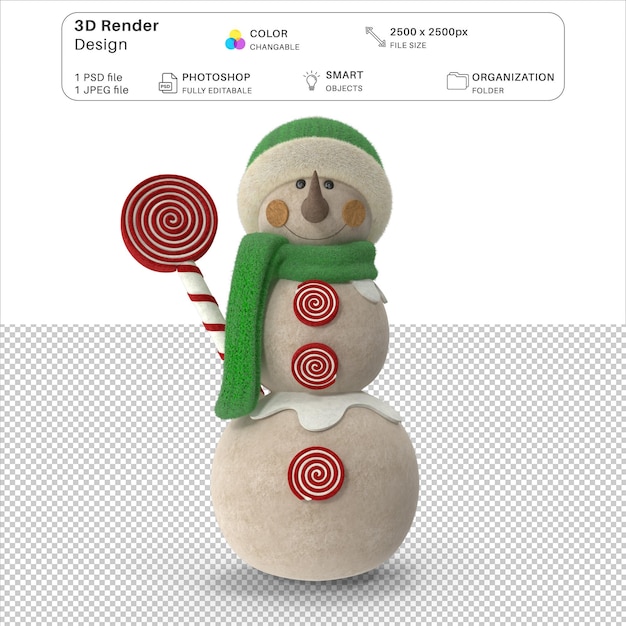 Fichier Psd De Modélisation 3d De Décoration De Bonhomme De Neige