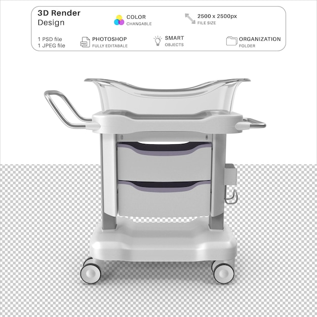 PSD fichier psd de modélisation 3d du berceau d'hôpital transparent