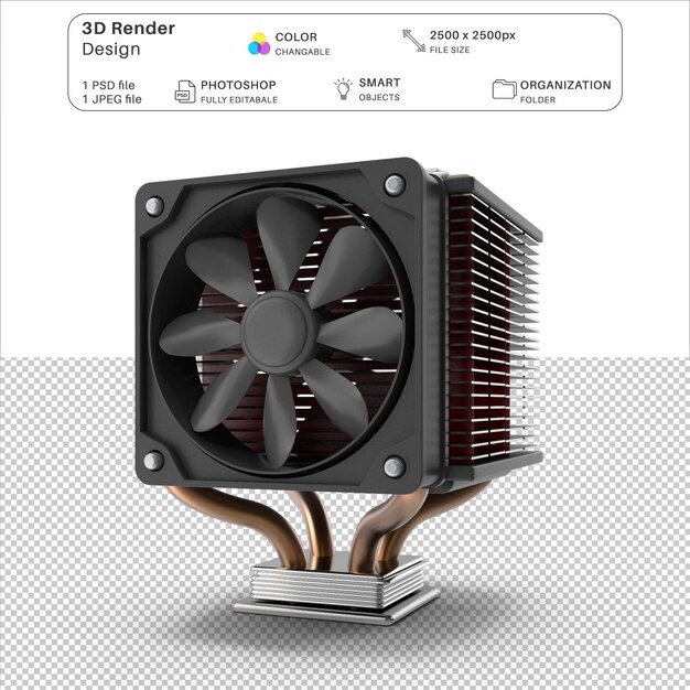 PSD le fichier psd de modélisation 3d du fan de cpu cartoon