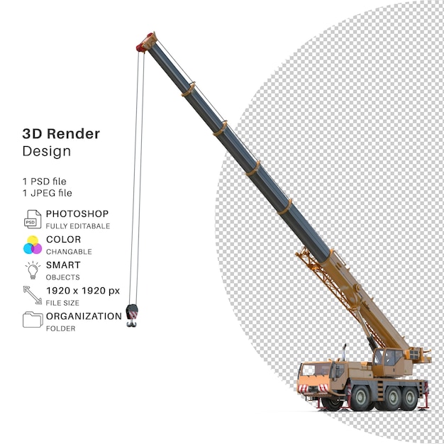 PSD fichier psd de modélisation 3d de grue mobile compacte réaliste