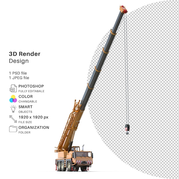 PSD fichier psd de modélisation 3d de grue mobile compacte réaliste