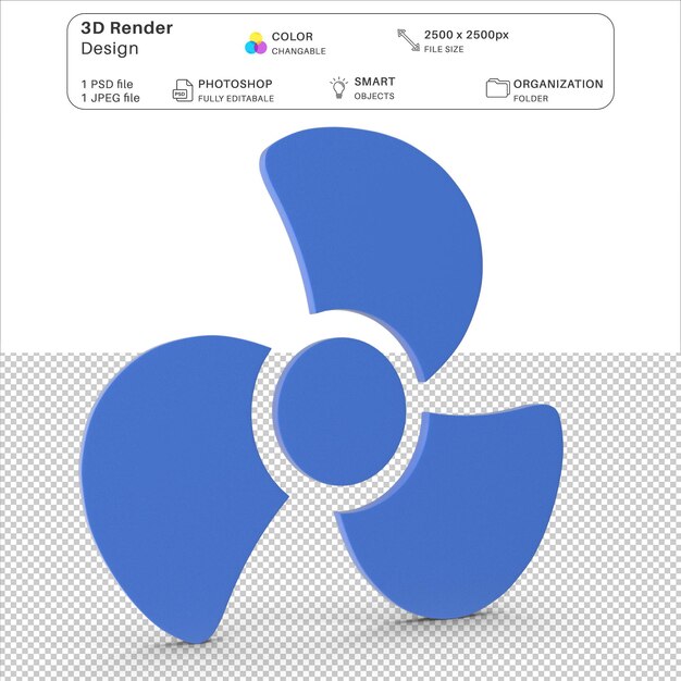 PSD le fichier psd de modélisation 3d de l'icône du ventilateur de refroidissement