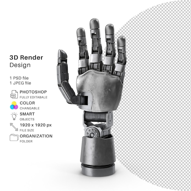Fichier PSD de modélisation 3D de la main bionique Main réaliste