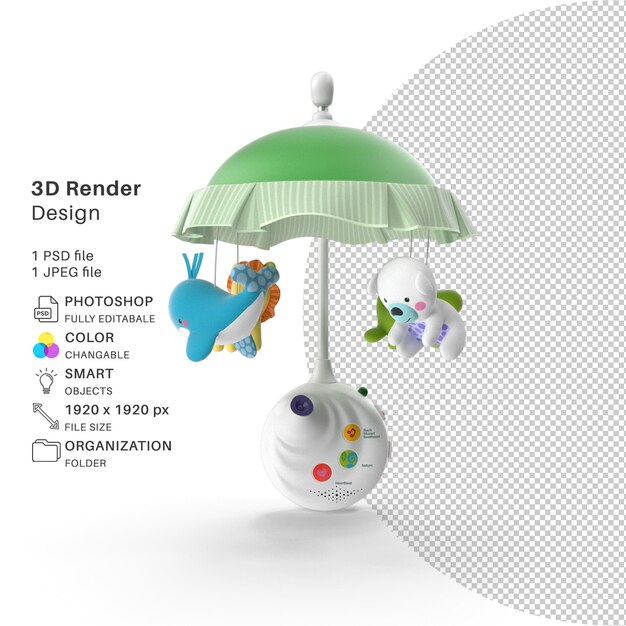 PSD fichier psd de modélisation 3d mobile de projecteur de bébé réaliste