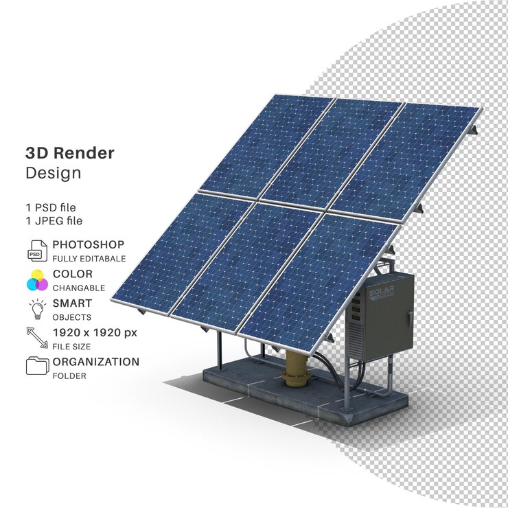 PSD fichier psd de modélisation 3d de panneaux solaires panneau solaire réaliste