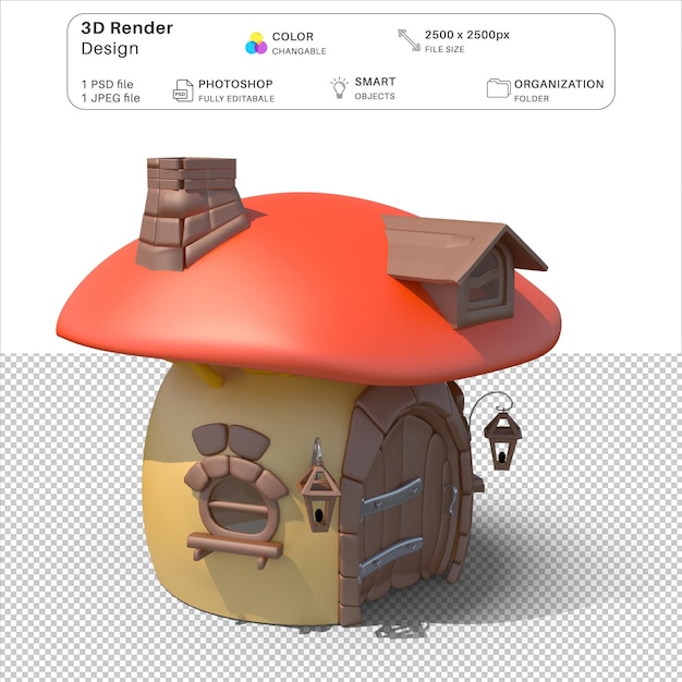 PSD fichier psd de modélisation 3d pour vers et maisons