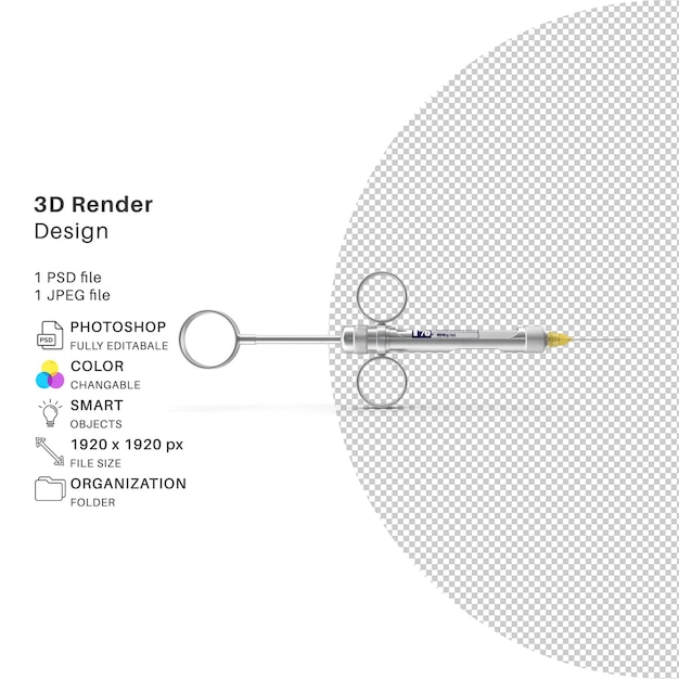 fichier PSD de modélisation 3D de seringues médicales réaliste