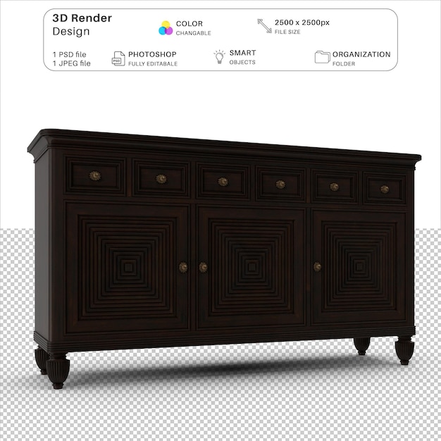 Le fichier PSD de modélisation 3D de Side Board Claus