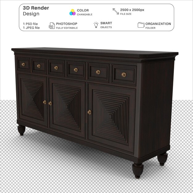 Le fichier PSD de modélisation 3D de Side Board Claus