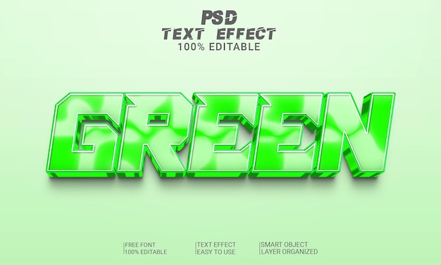 Fichier Psd De Style D'effet De Texte 3d Vert