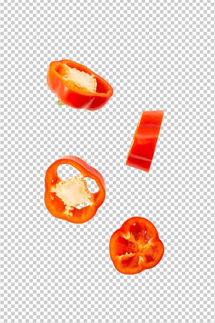 PSD le fichier psd de la tranche de poivre rouge qui tombe