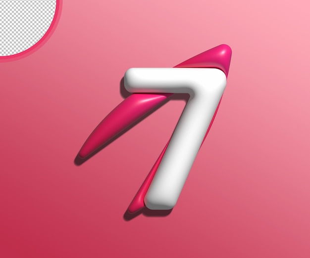 Fichier psd transparent de conception de rendu numéro 7 brillant 3d
