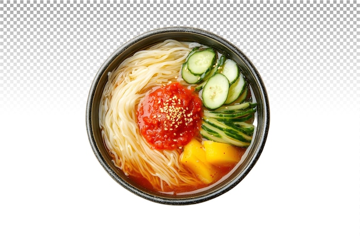 PSD los fideos coreanos picantes bibim naengmyeon refrigerados