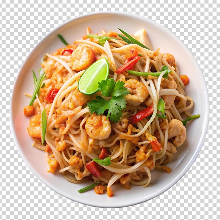 PSD los fideos de estilo tailandés padthai fondo blanco aislado