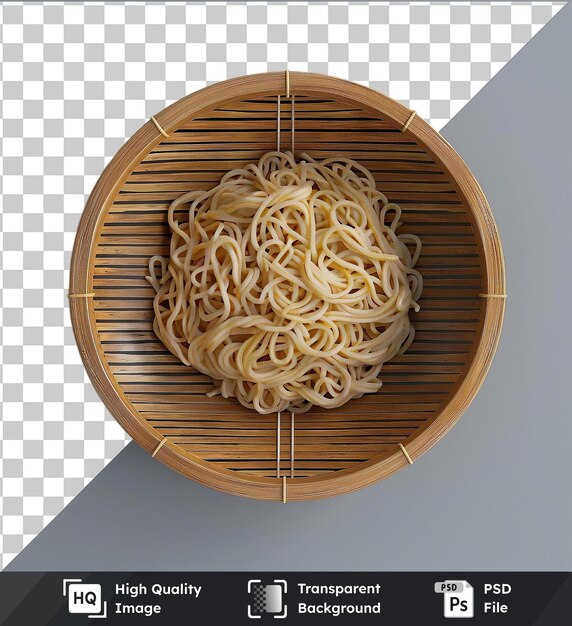 PSD fideos de soba en un cuenco de madera