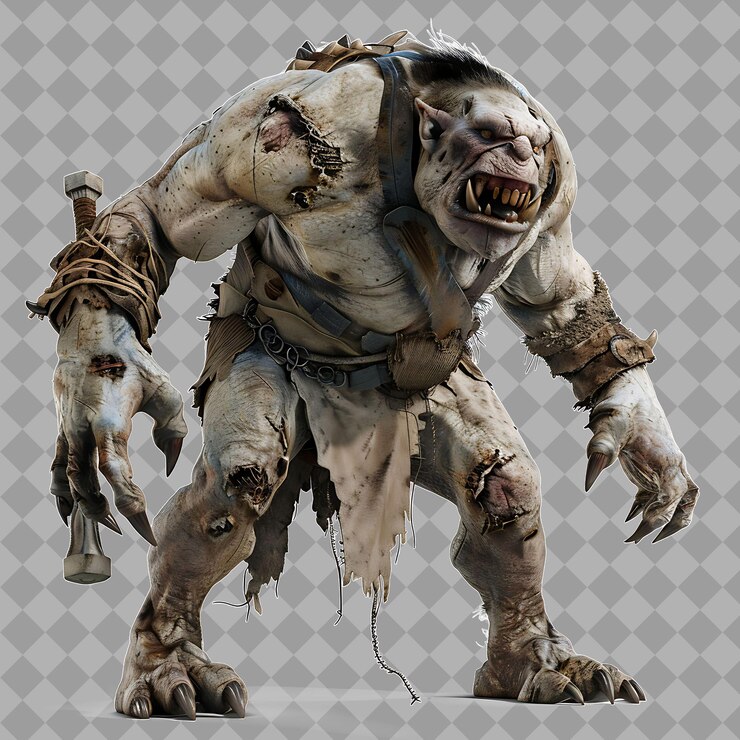 PSD fierce troll bestia de la cueva con gran forma muscular ta renderizado de caracteres de alta calidad