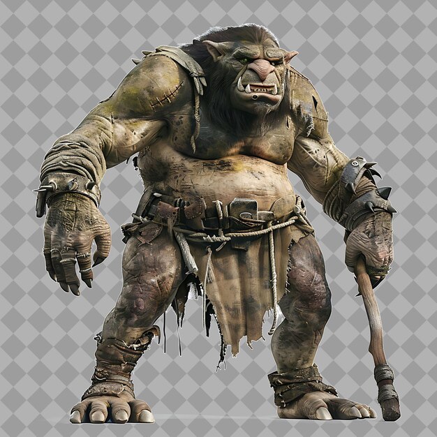 Fierce Troll Bestia de la Cueva con Gran Forma Muscular Ta Renderizado de Caracteres de Alta Calidad