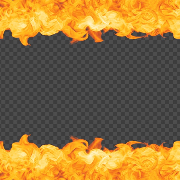 Fiery Flames Border Frame isoliert auf durchsichtigem Hintergrund