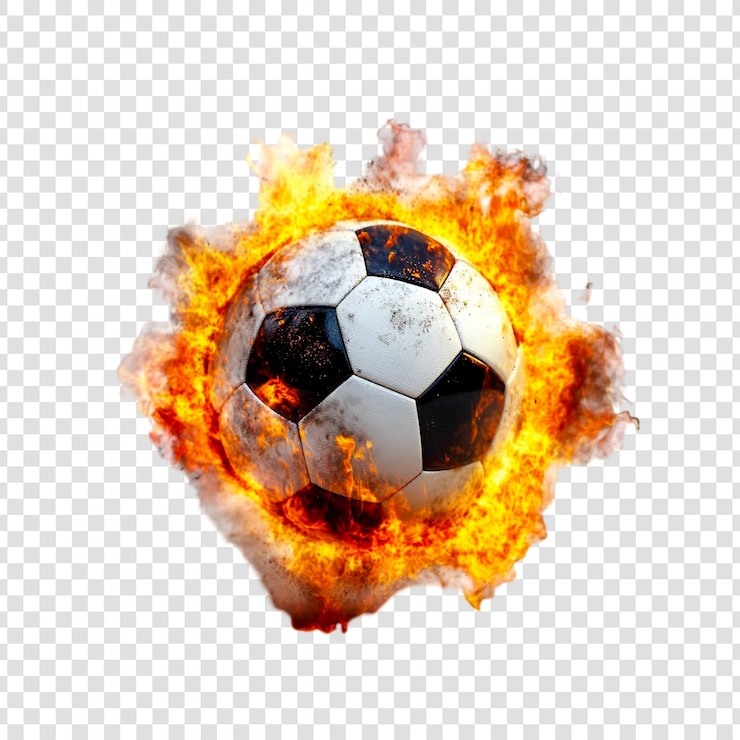 PSD fiery soccer ball ação esportiva intensa
