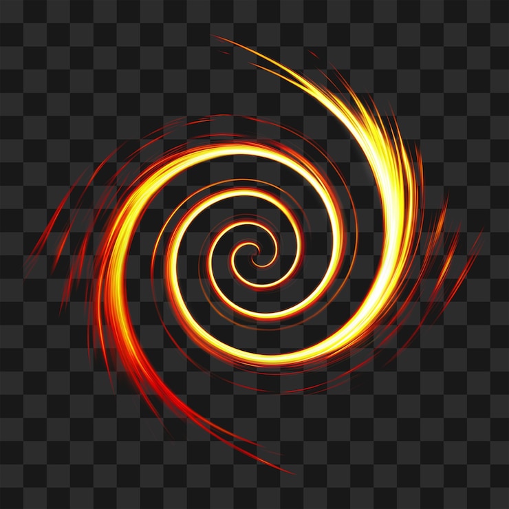 PSD fiery spiral light trail con effetto motion blur png
