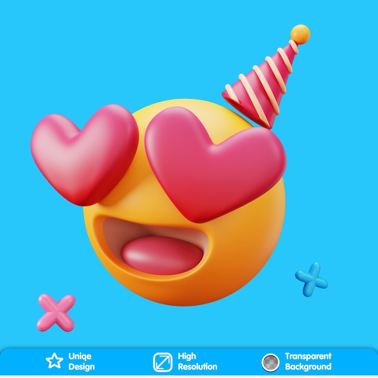 PSD fiesta 3d emoji amor
