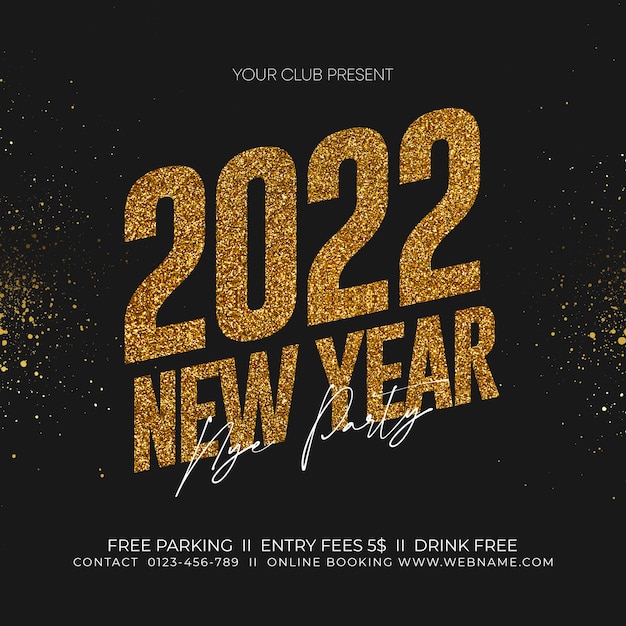 Fiesta de año nuevo 2022 Folleto de celebración Plantilla de redes sociales PSD Banner