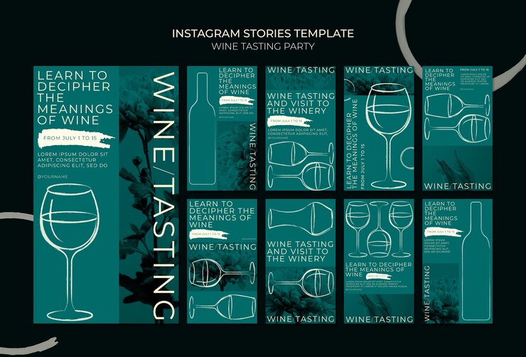 PSD fiesta de cata de vinos historias de instagram