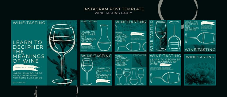 PSD fiesta de cata de vinos publicaciones de instagram