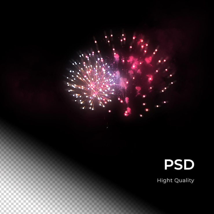 PSD fiesta de celebración de fuegos artificiales feliz año nuevo png psd transfarent background