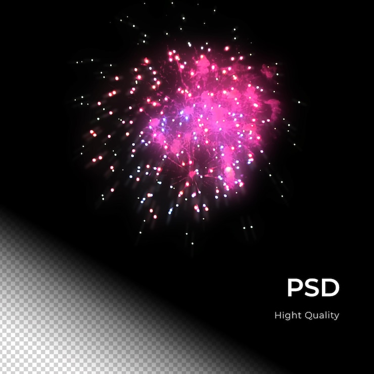 PSD fiesta de celebración de fuegos artificiales feliz año nuevo png psd transfarent background