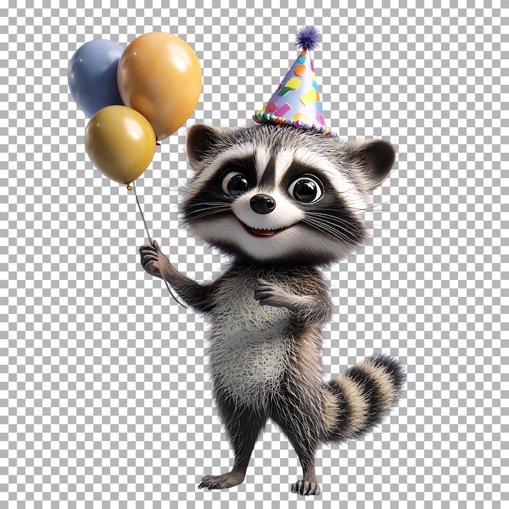 PSD la fiesta de cumpleaños de los mapaches aislada sobre un fondo transparente