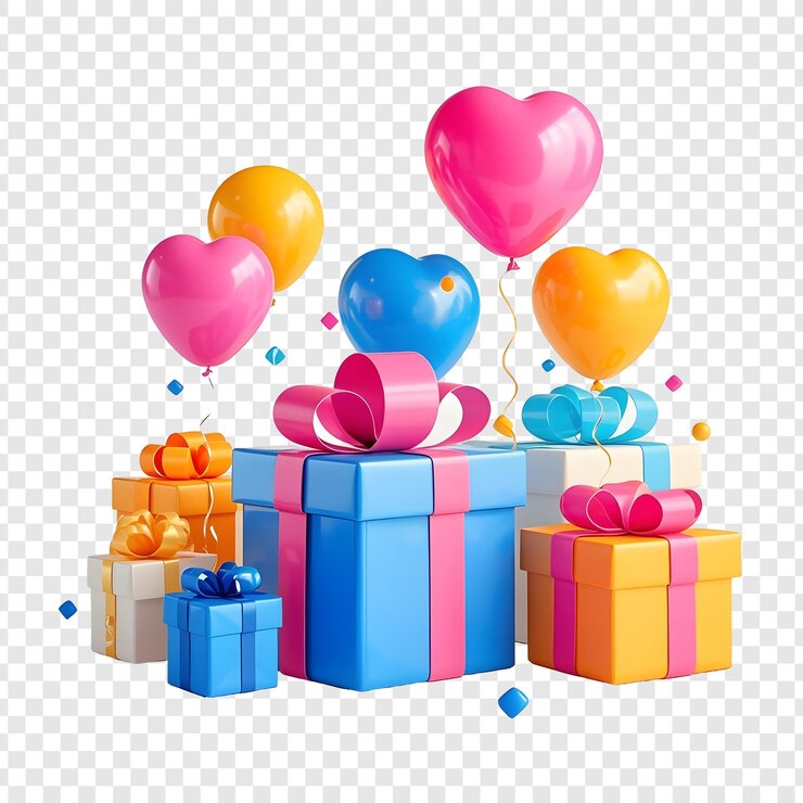 PSD fiesta de globos de regalos de colores