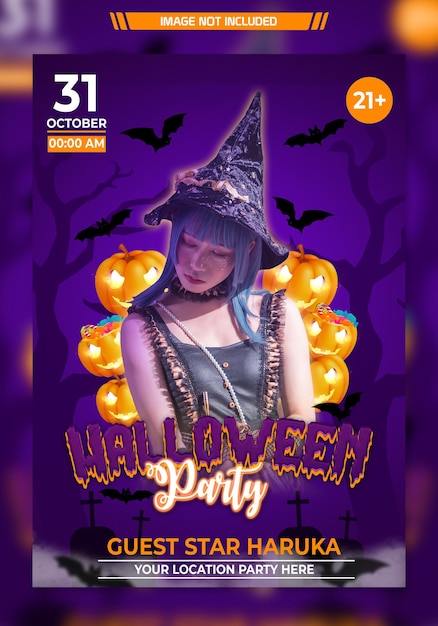 Fiesta de halloween para la plantilla de banner de cartel de promoción