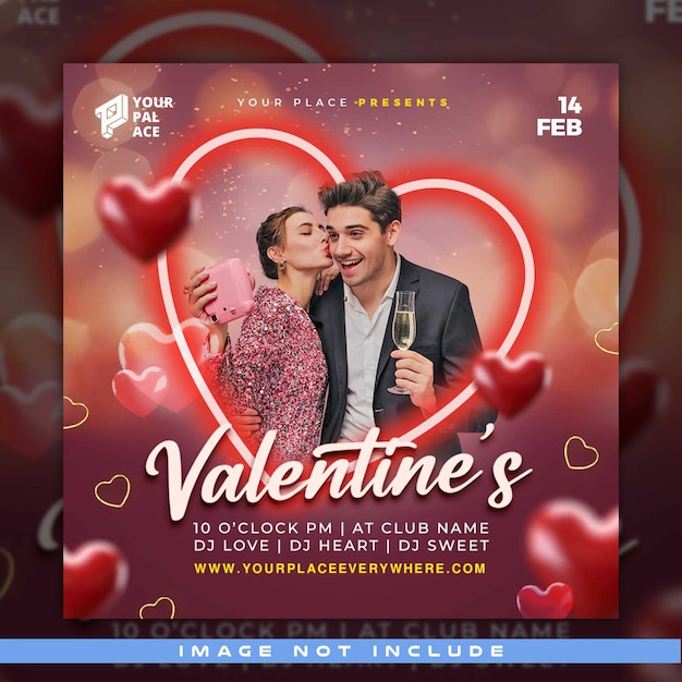 PSD fiesta de san valentín con una plantilla de romance para parejas