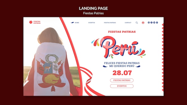 PSD fiestas patrias landingpage-vorlage mit rosette