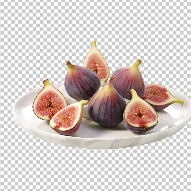 PSD des figues sur une assiette sur un fond blanc