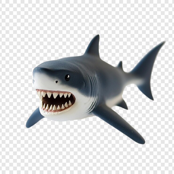 PSD figura de juguete del gran tiburón blanco una representación 3d realista