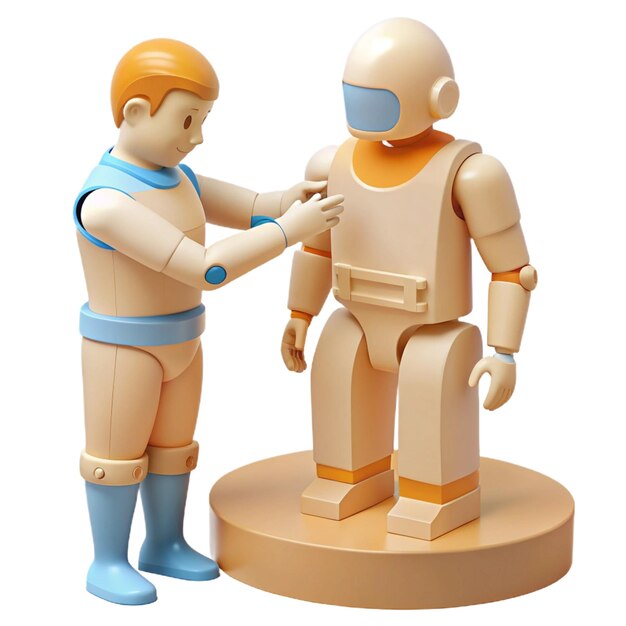 una figura de lego al lado de un robot que dice "robot"