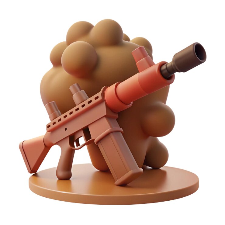 PSD una figura de lego con un arma apuntando hacia la cámara