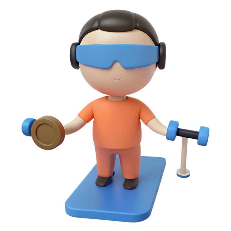 PSD una figura de lego con auriculares y un par de auriculares en la cabeza