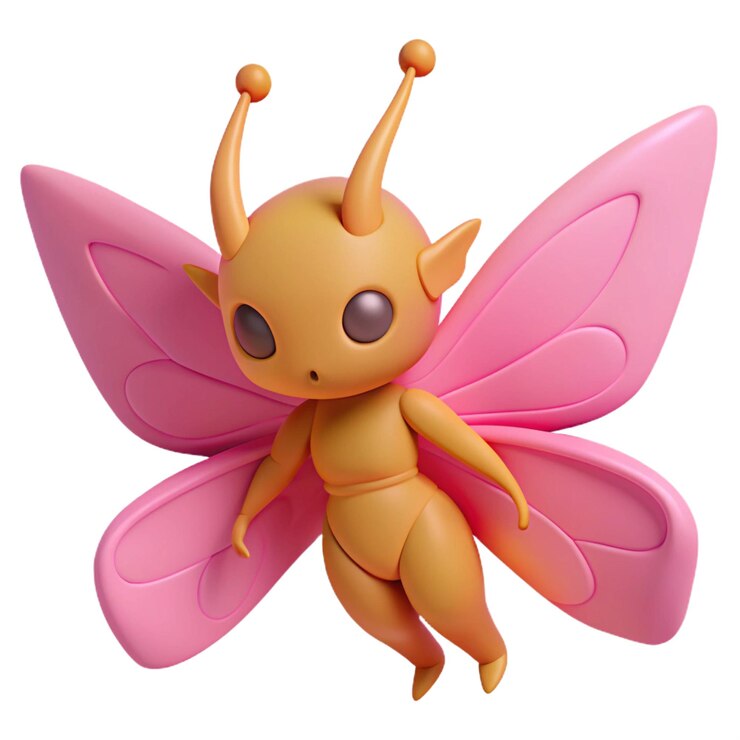 PSD una figura de mariposa rosa con alas y alas rosas