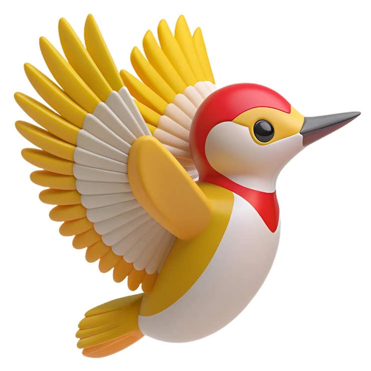 PSD una figura de pájaro colorida con un pico rojo y un pico amarillo