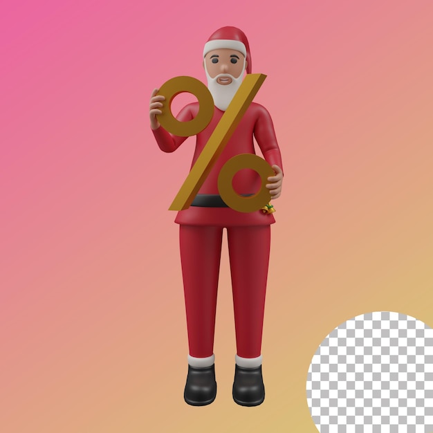 PSD figura de papá noel sin descuento de propina 3d render