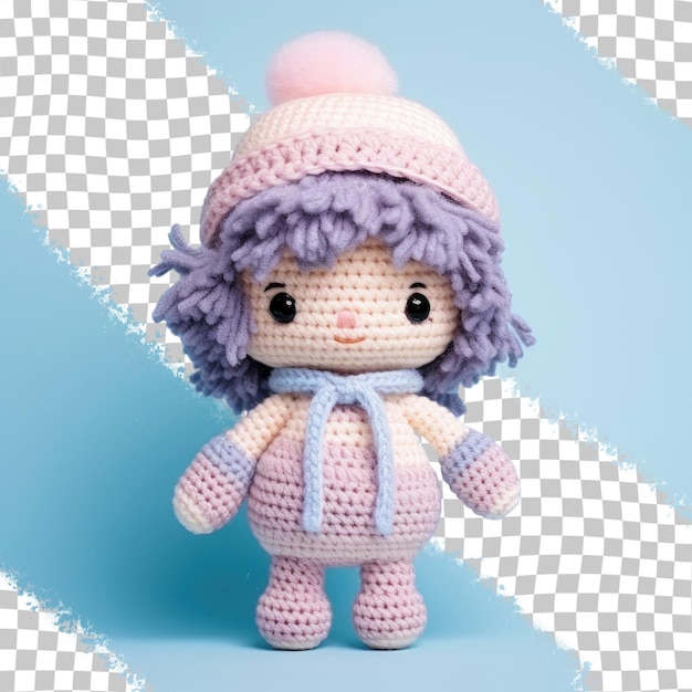 PSD figuras adoráveis de amigurumi com fundo transparente