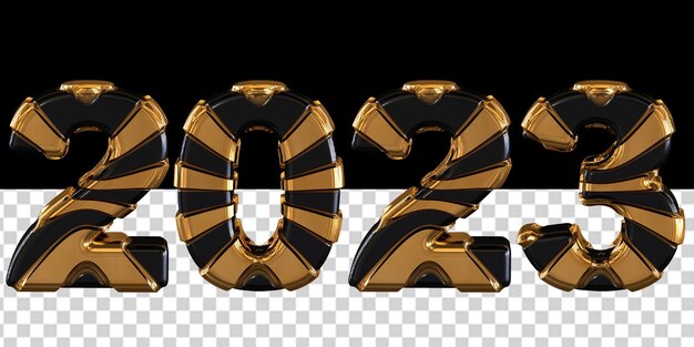 Figuras de año nuevo 2023 hechas de oro.