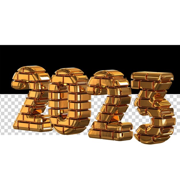 Figuras de año nuevo 2023 hechas de oro.