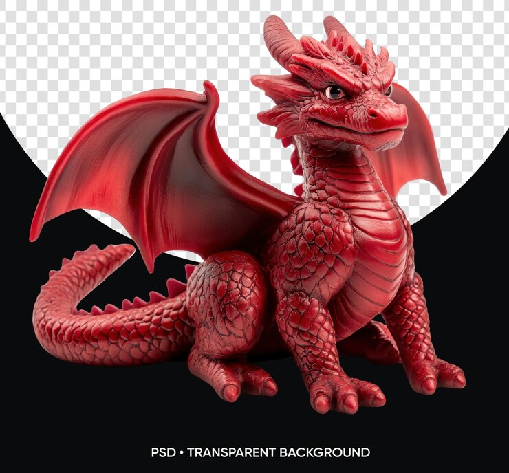 PSD figuras de dragón rojo